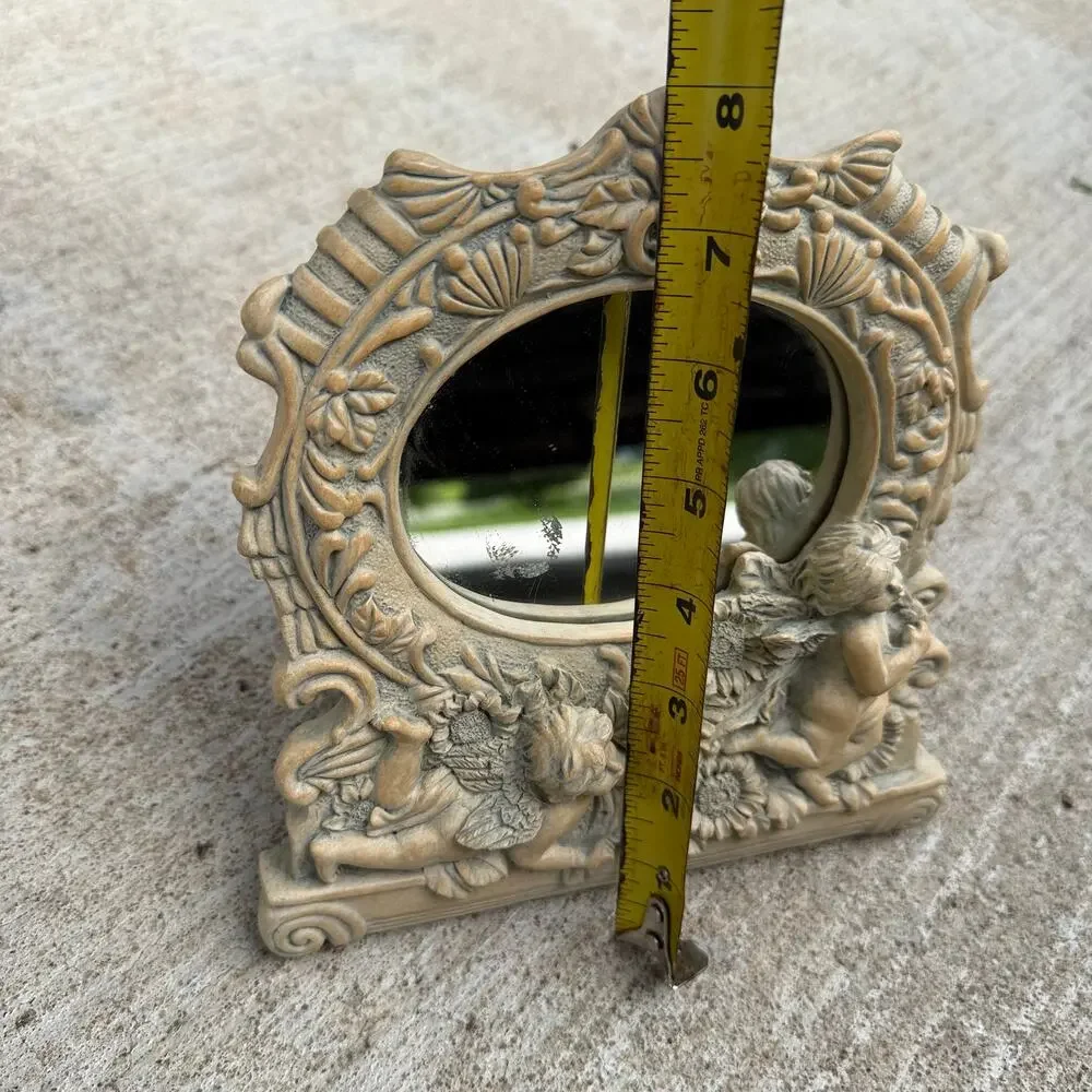 Vintage COLLECTIBLE CHERUB'S DECORATIVE TABLE MIRROR Standing Home Decor